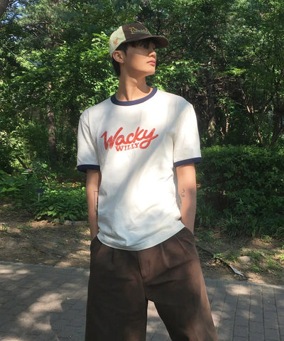 韓國 Wacky Willy Typo Ringer Short Sleeve T-Shirt【WW168】