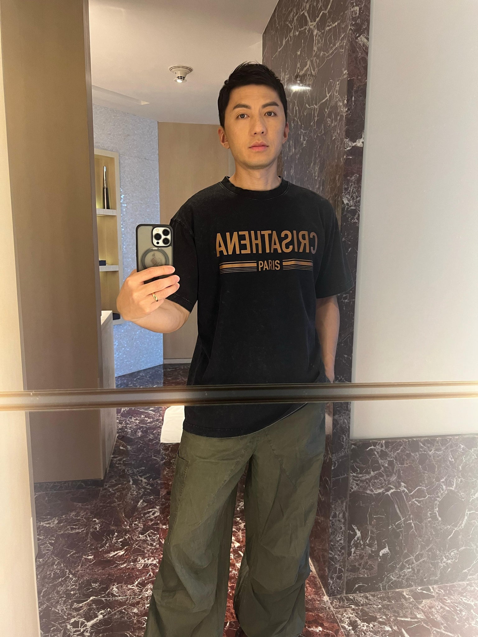 Crisathena Paris Stone Washed T-shirt【SM280】