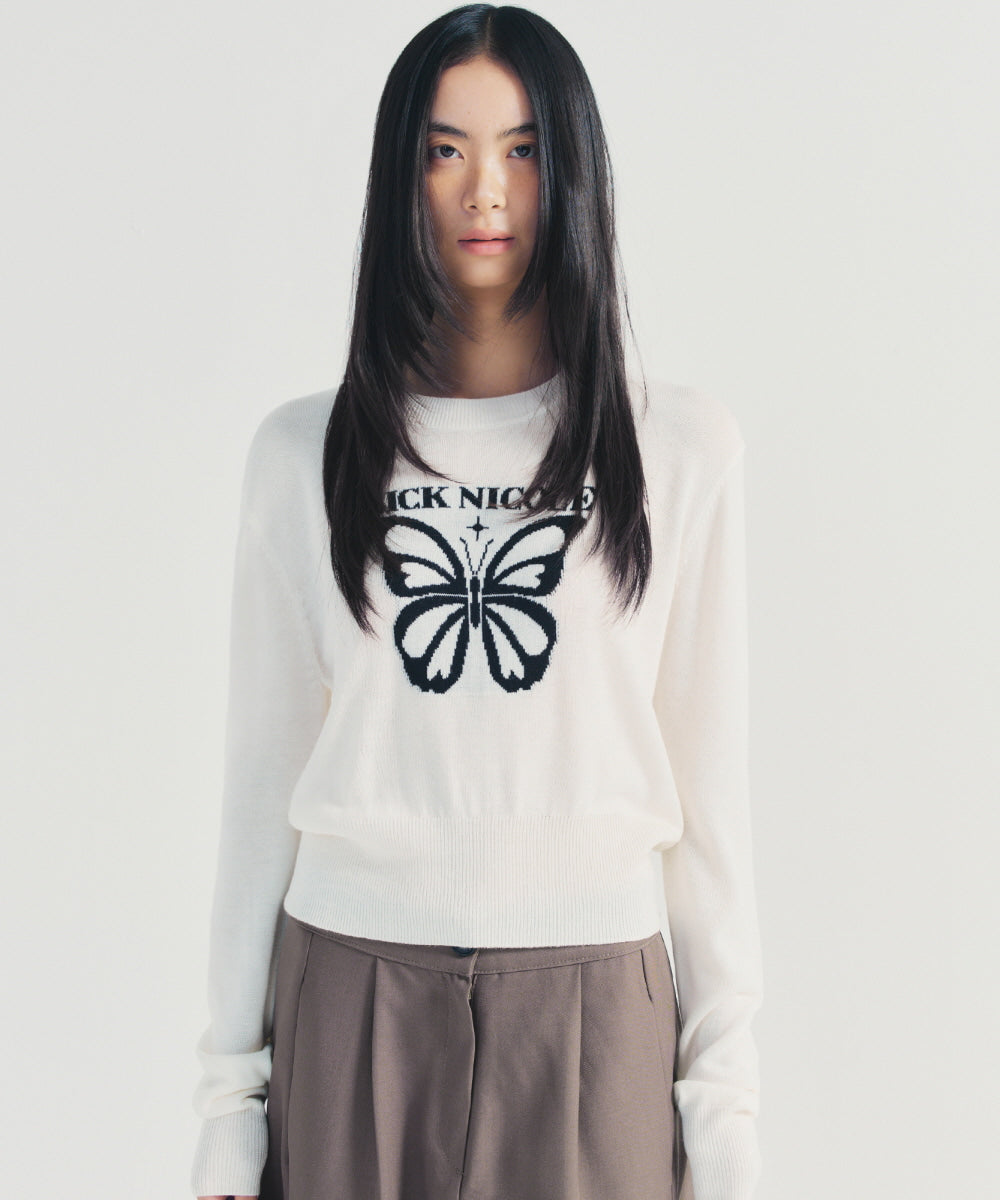 韓國 Nick Nicole Bold Butterfly Jaquard Knit【NK018】