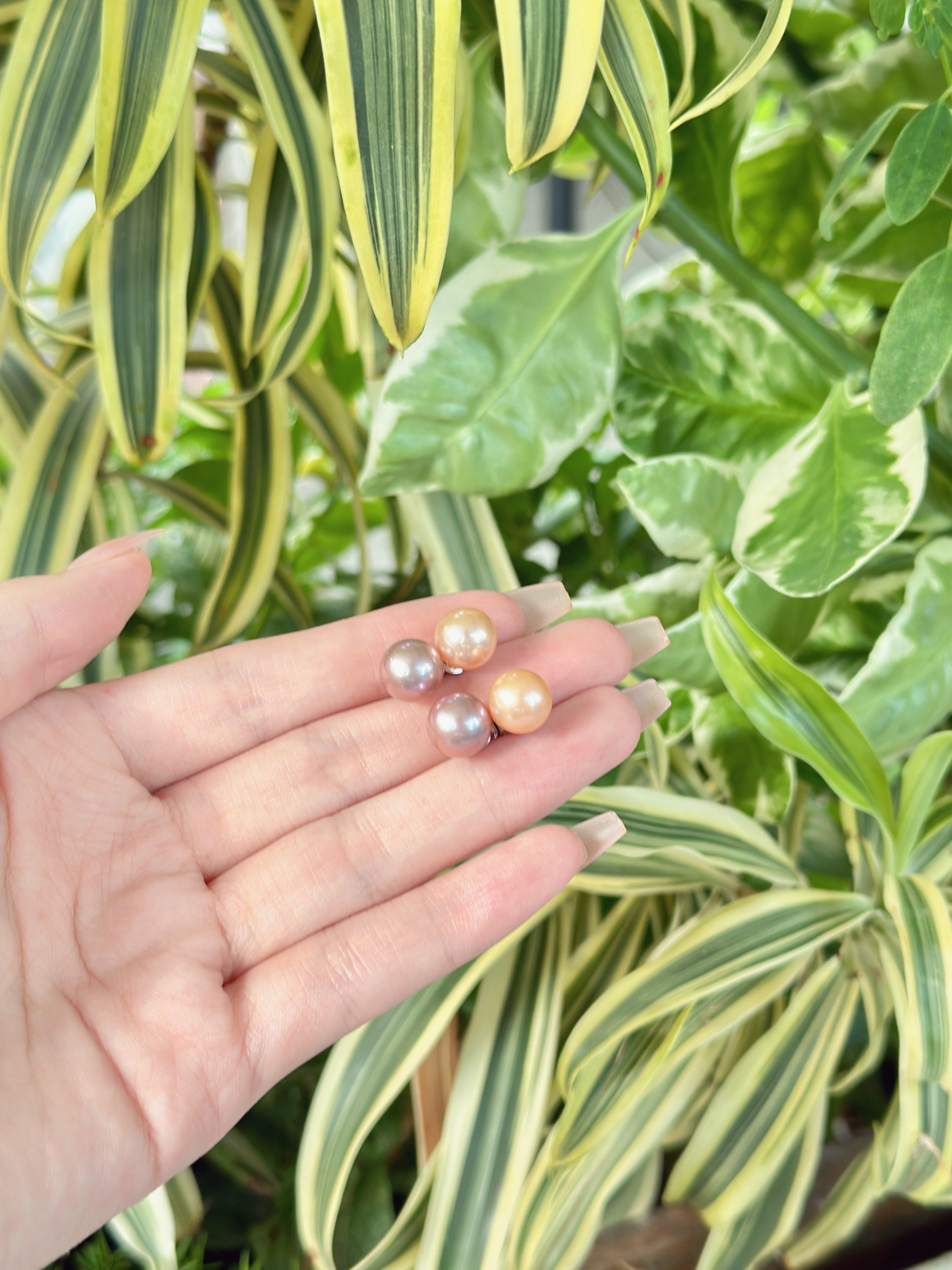 【現貨】926銀+彩色淡水單珠耳釘9-10mm【ST320】