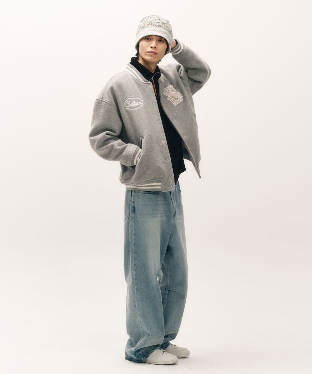 韓國 Satur Applique Wool Varsity Jacket【SR044】