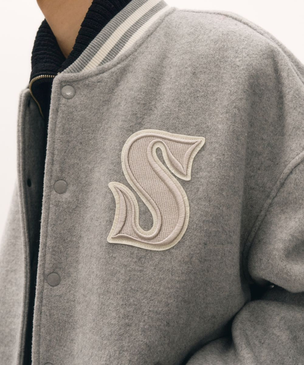 韓國 Satur Applique Wool Varsity Jacket【SR044】