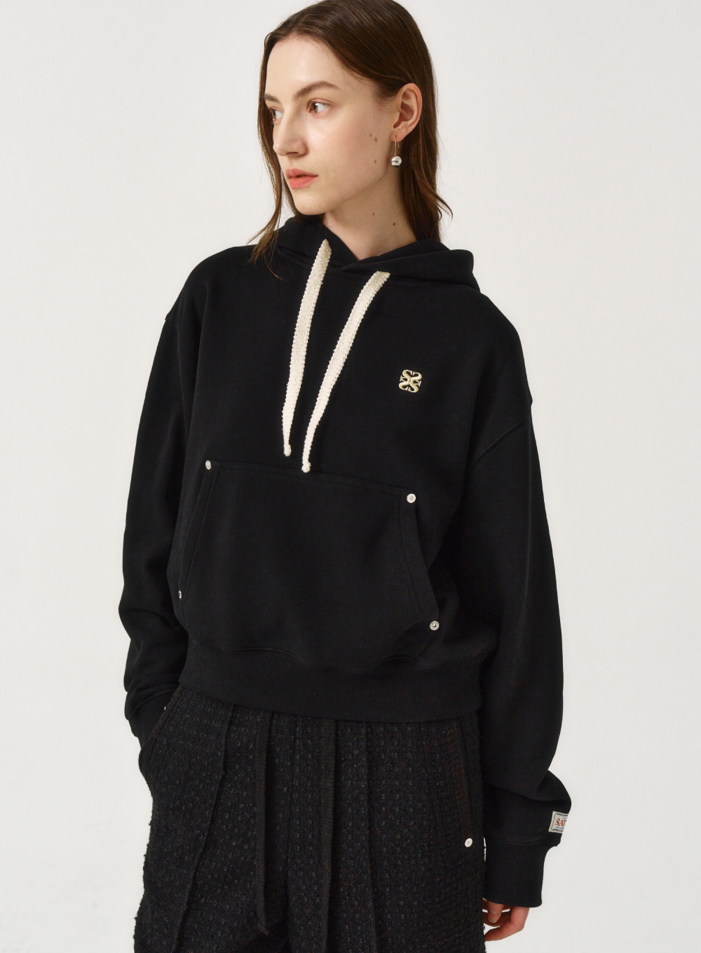 韓國 Satur (W) Classic Small Logo Rivet Hoodie【SR040】