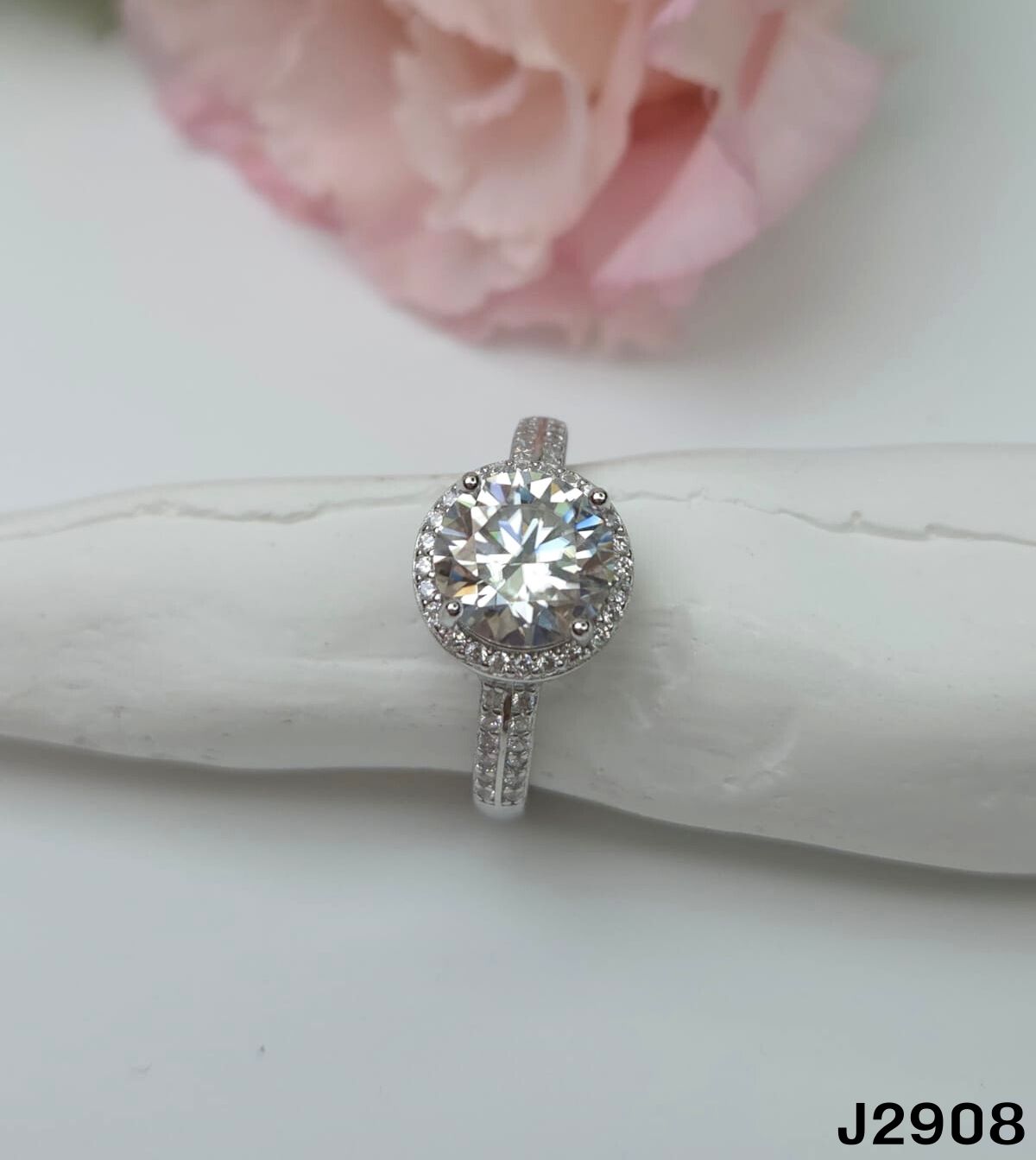 S925銀 莫桑鑽戒指 J2908-2Ct【SS796】