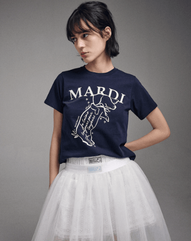 韓國 Mardi Mercredi SLIM TSHIRT SWING THE TAIL DDANJI - STT Mall HK 靚太網購 -- NAVY IVORY