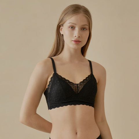 Comfort Lab Hook-And-Eye Triangle Ethnic Lace Bralette【LL040】