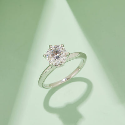 莫桑石 M03H光臂T家六爪S925銀鍍白金莫桑鑽女戒2.0克拉D級【SM1128】