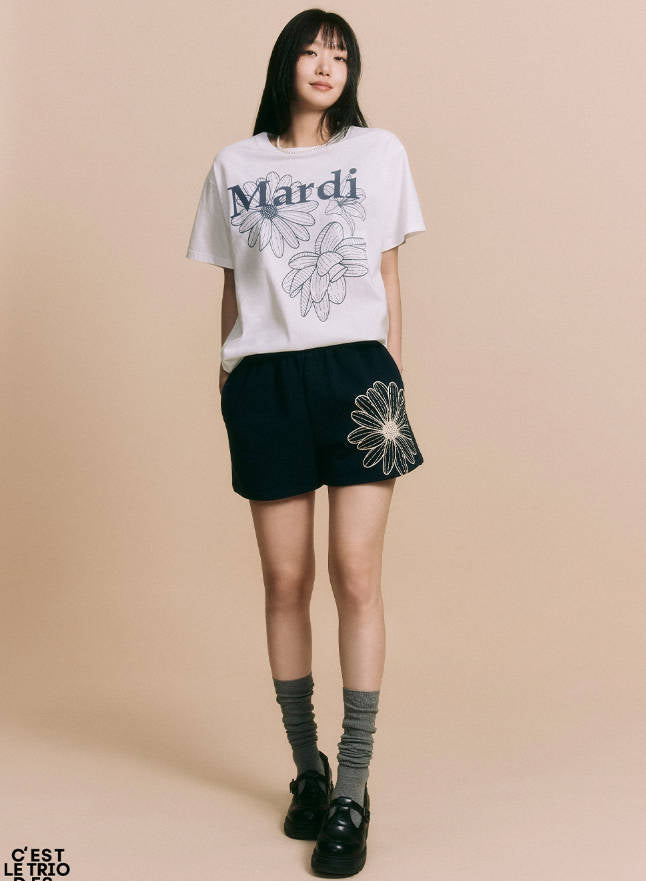 韓國 Mardi Mercredi TSHIRT TRIPLE FLOWER【MM001】 - STT Mall HK 靚太網購