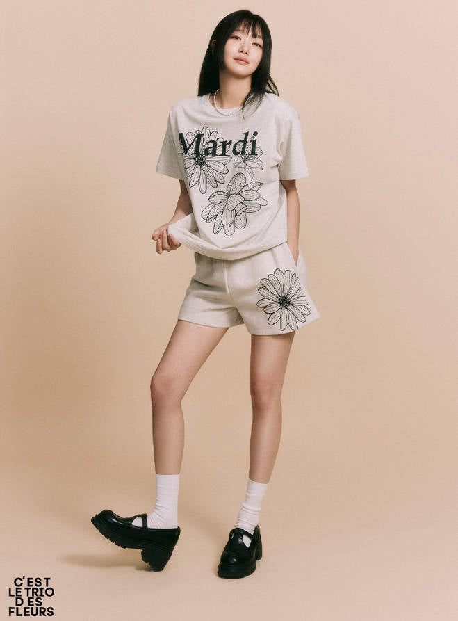 韓國 Mardi Mercredi TSHIRT TRIPLE FLOWER【MM001】 - STT Mall HK 靚太網購
