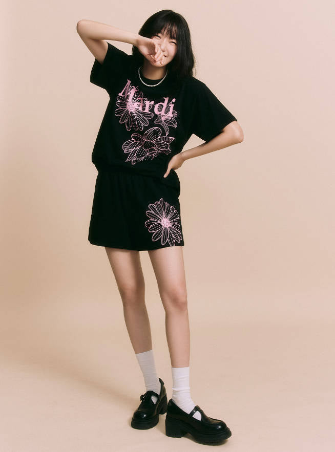 韓國 Mardi Mercredi TSHIRT TRIPLE FLOWER【MM001】 - STT Mall HK 靚太網購