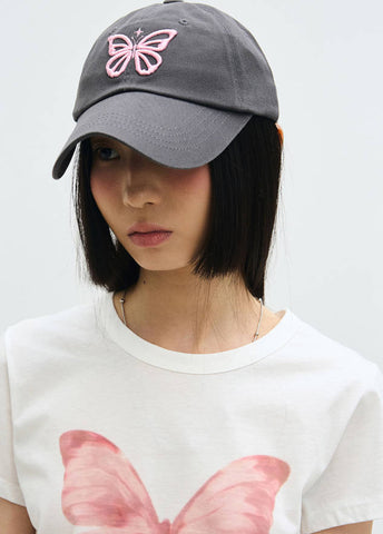 韓國 Nick Nicole VINTAGE BUTTERFLY BLINK BALL CAP【NN007】 - Image