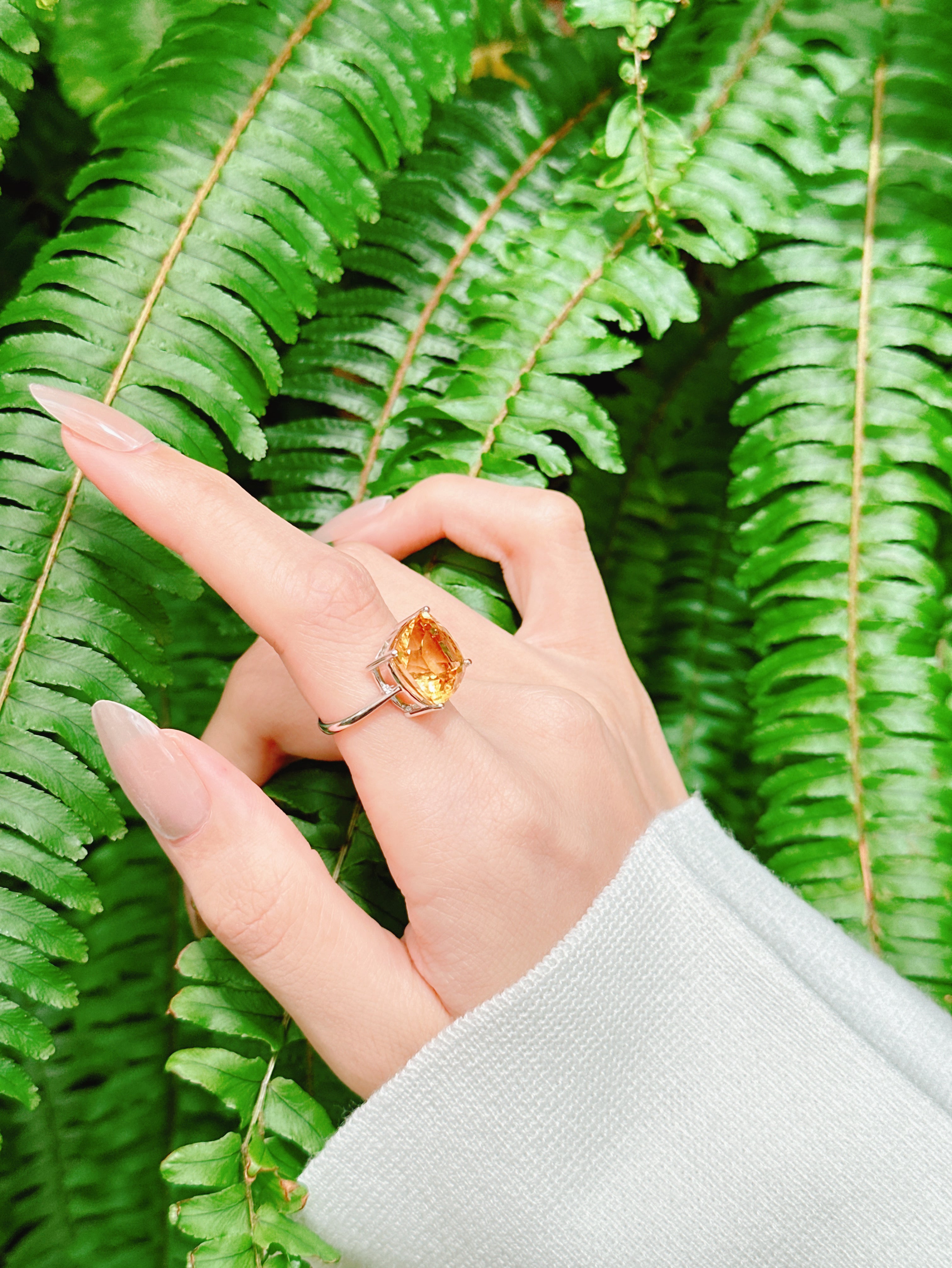 【現貨】直角方形黃水晶戒指【ST342】