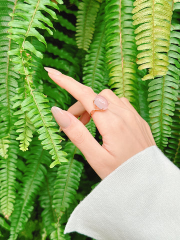 【現貨】橢圓形粉水晶戒指【ST348】