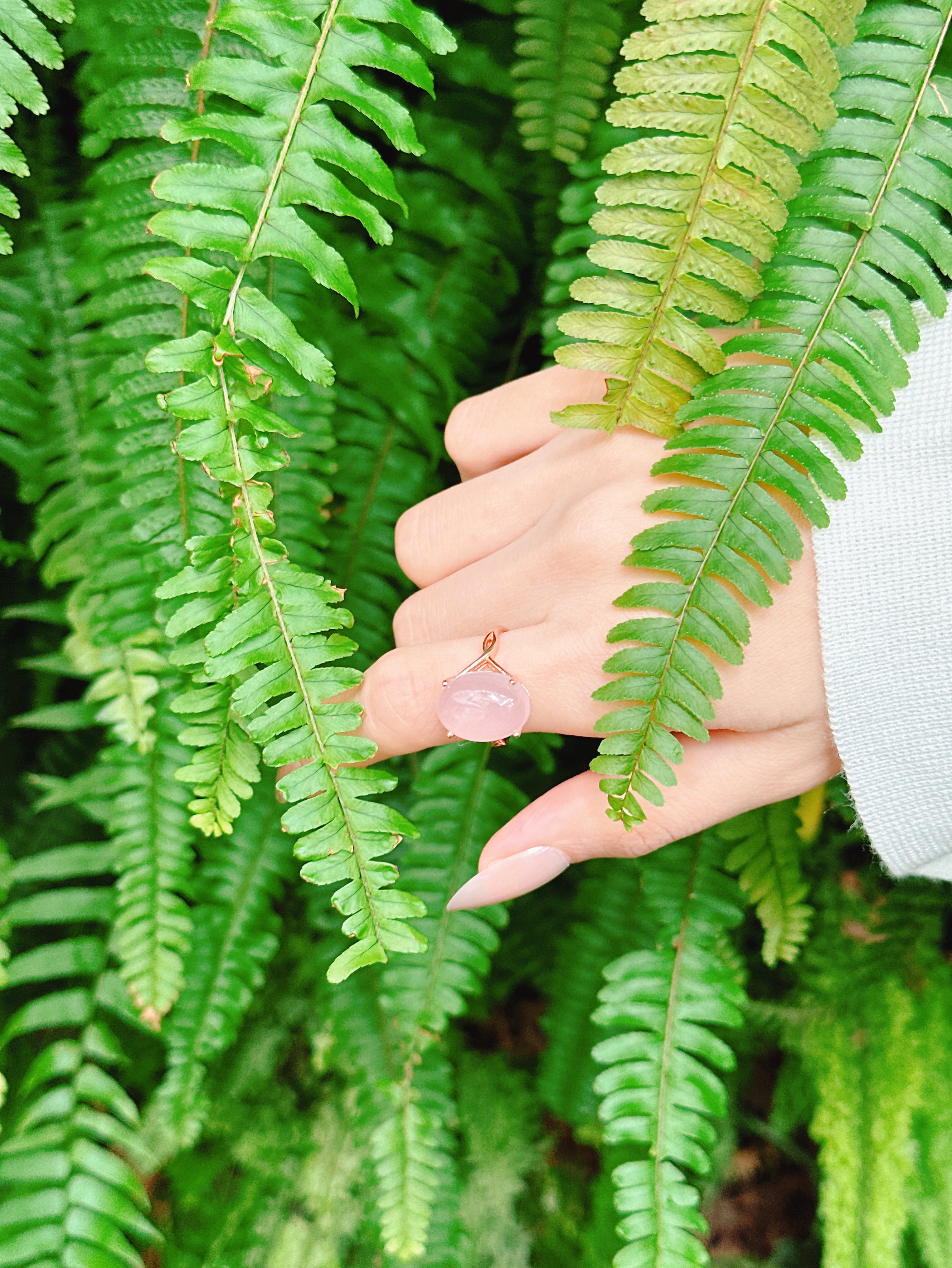 【現貨】橢圓形粉水晶戒指【ST348】