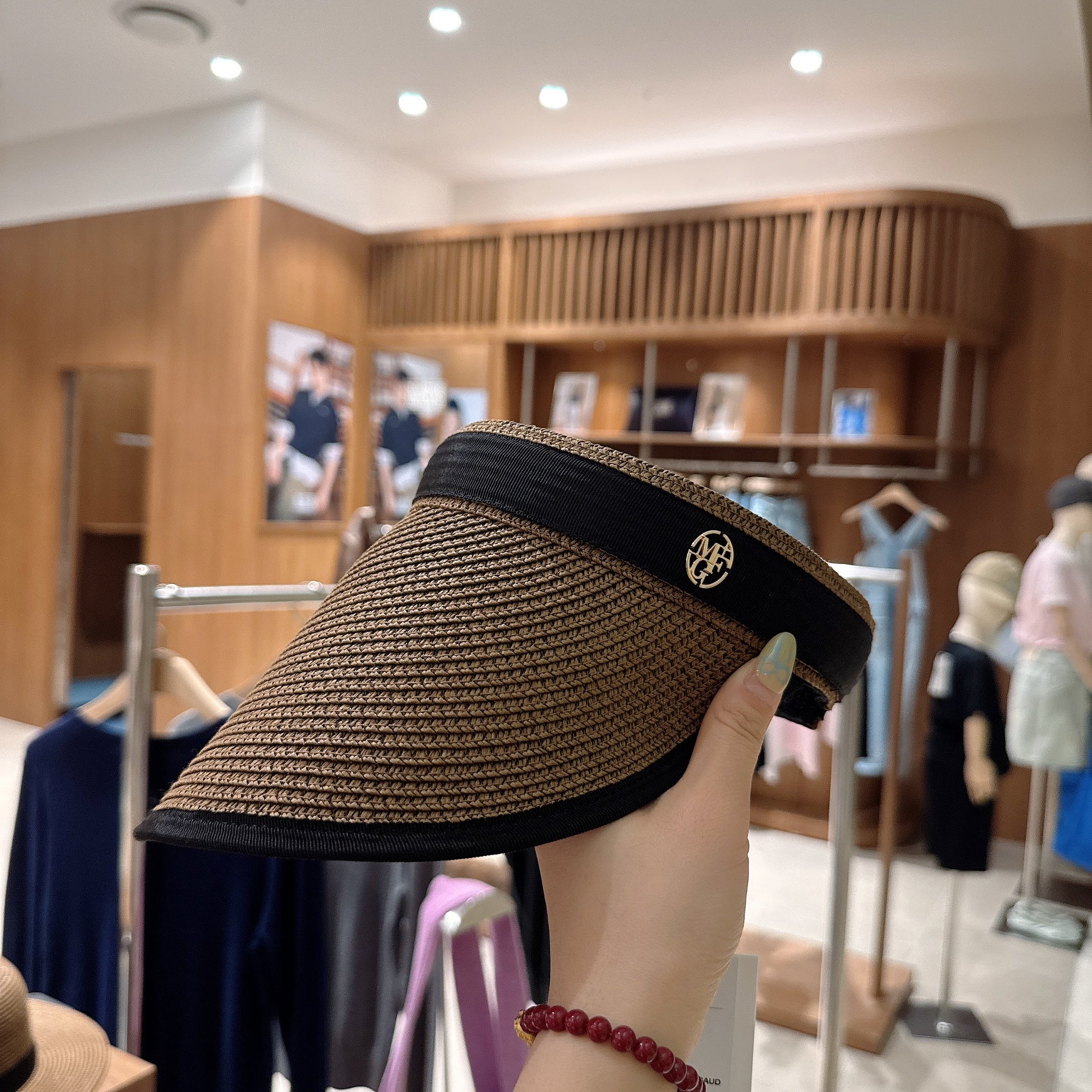 韓國 Marithe Francois Girbaud CIRCLE LOGO RAFFIA SUN VISOR【MF585】