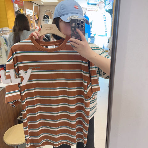 韓國 Wacky Willy Multi Stripe Short Sleeve T-Shirt【WW208】
