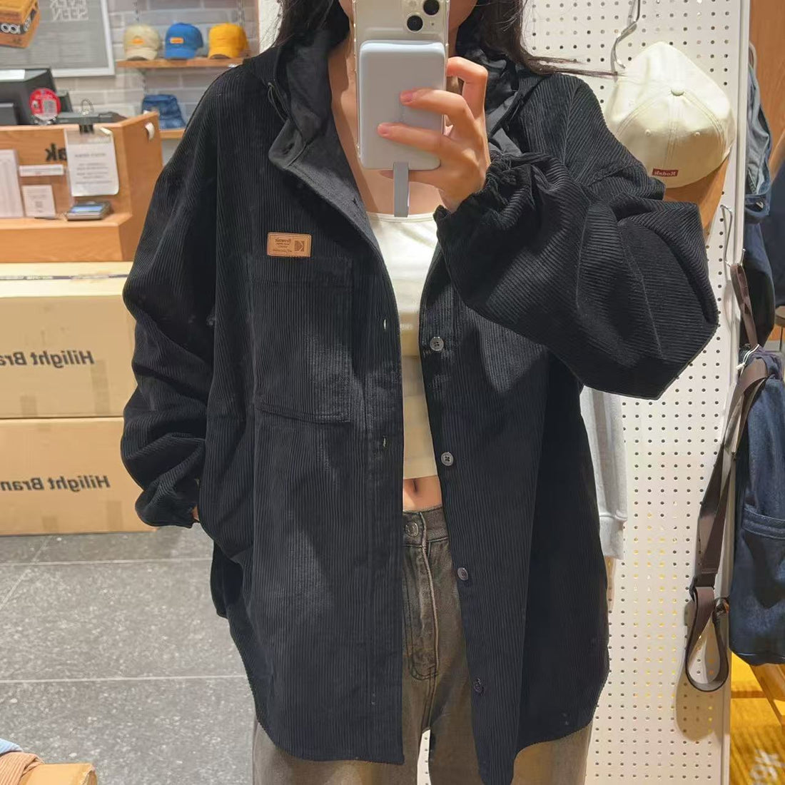 韓國 Kodak Brownie Corduroy Wind Shirt【KK018】