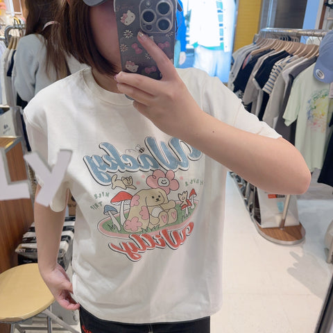 韓國 Wacky Willy Women's Vintage Graphic Semi-Overfit Short Sleeve T-Shirt【WW206】