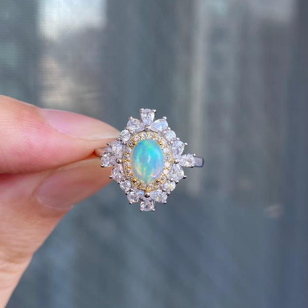 日本直送 天然歐泊銀鑲戒指!【JS352】