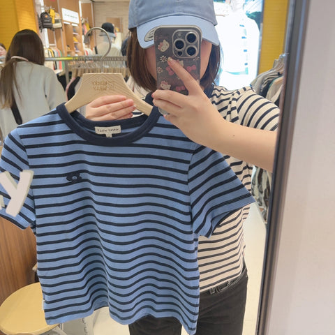 韓國 Wacky Willy Women's Striped Short Sleeve T-Shirt【WW205】