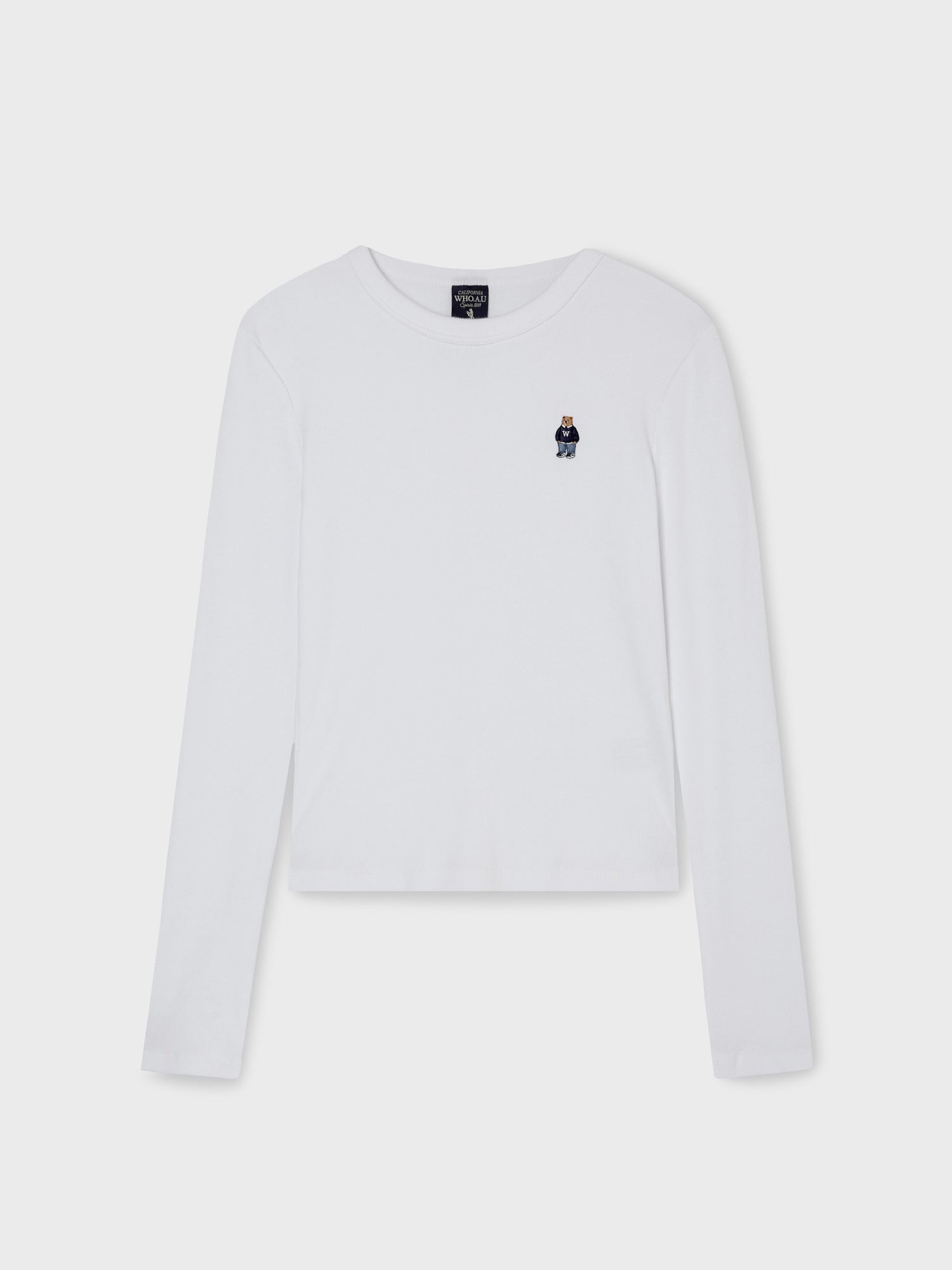 韓國 WhoAU Steve Ribbed Long Sleeve T-shirt【WA248】