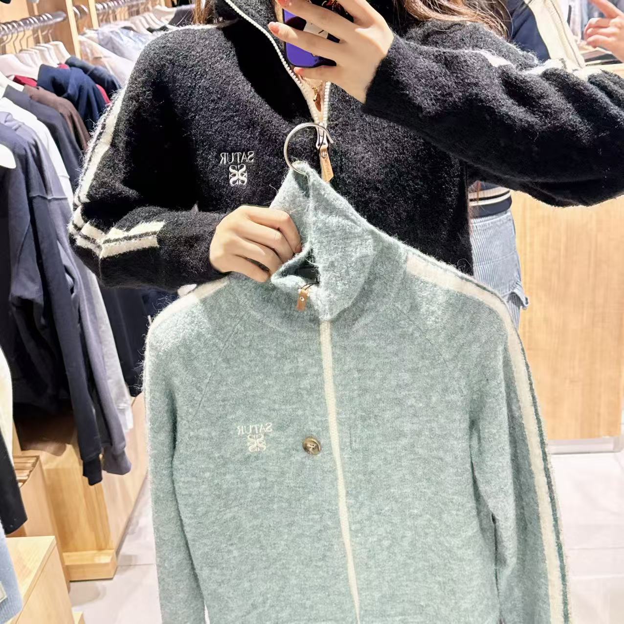 韓國 Satur Lawton Boucle Knit Zip-Up【SR186】