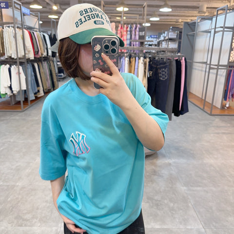 韓國 MLB Unisex Gradient Monogram Overfit Short Sleeve T-shirt LA【MB328】