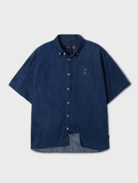 韓國 WhoAU Steve Denim Short Sleeve Shirts【WA163】