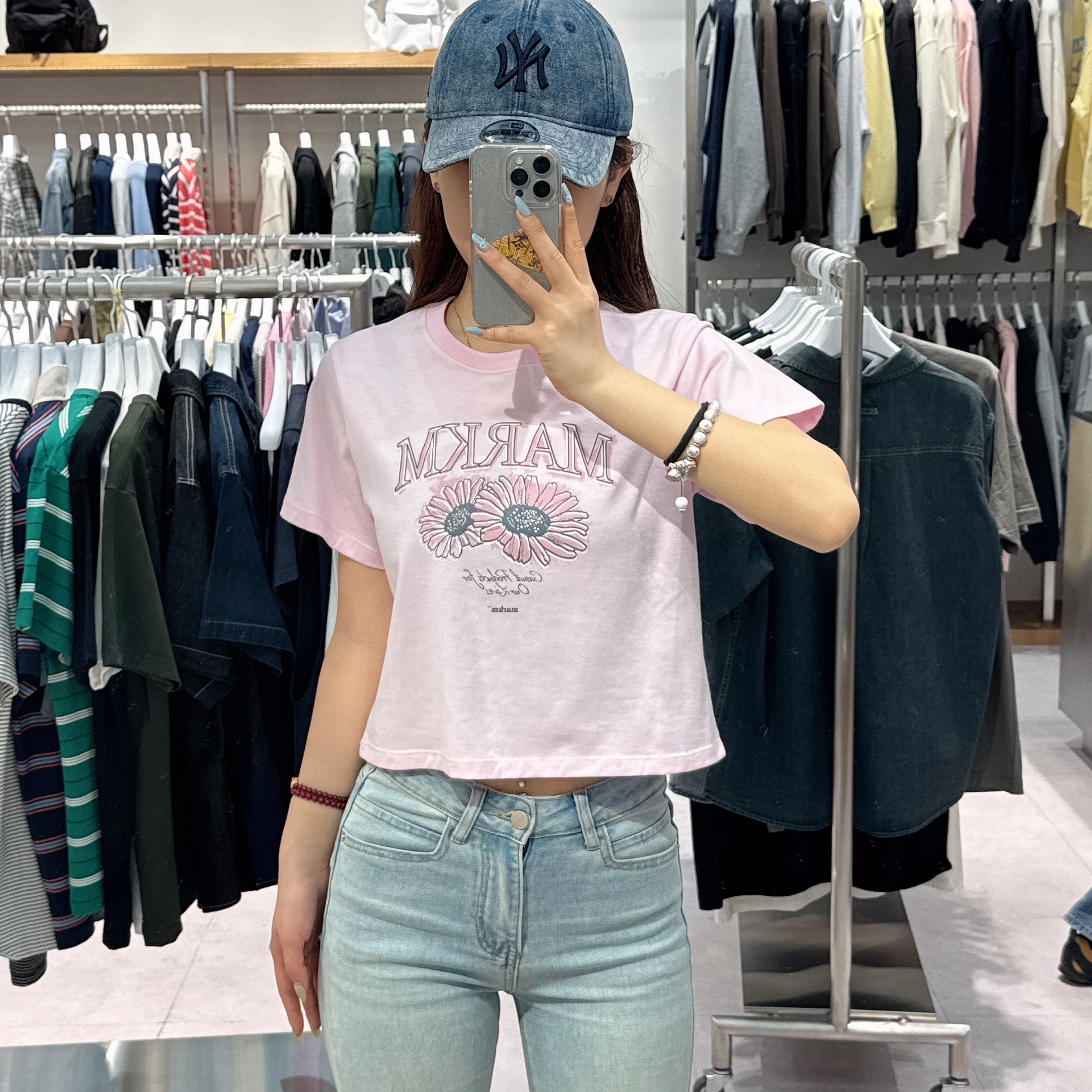 韓國 Markm (W) FLOWER GRAPHIC CROP T-SHIRT【MA142】