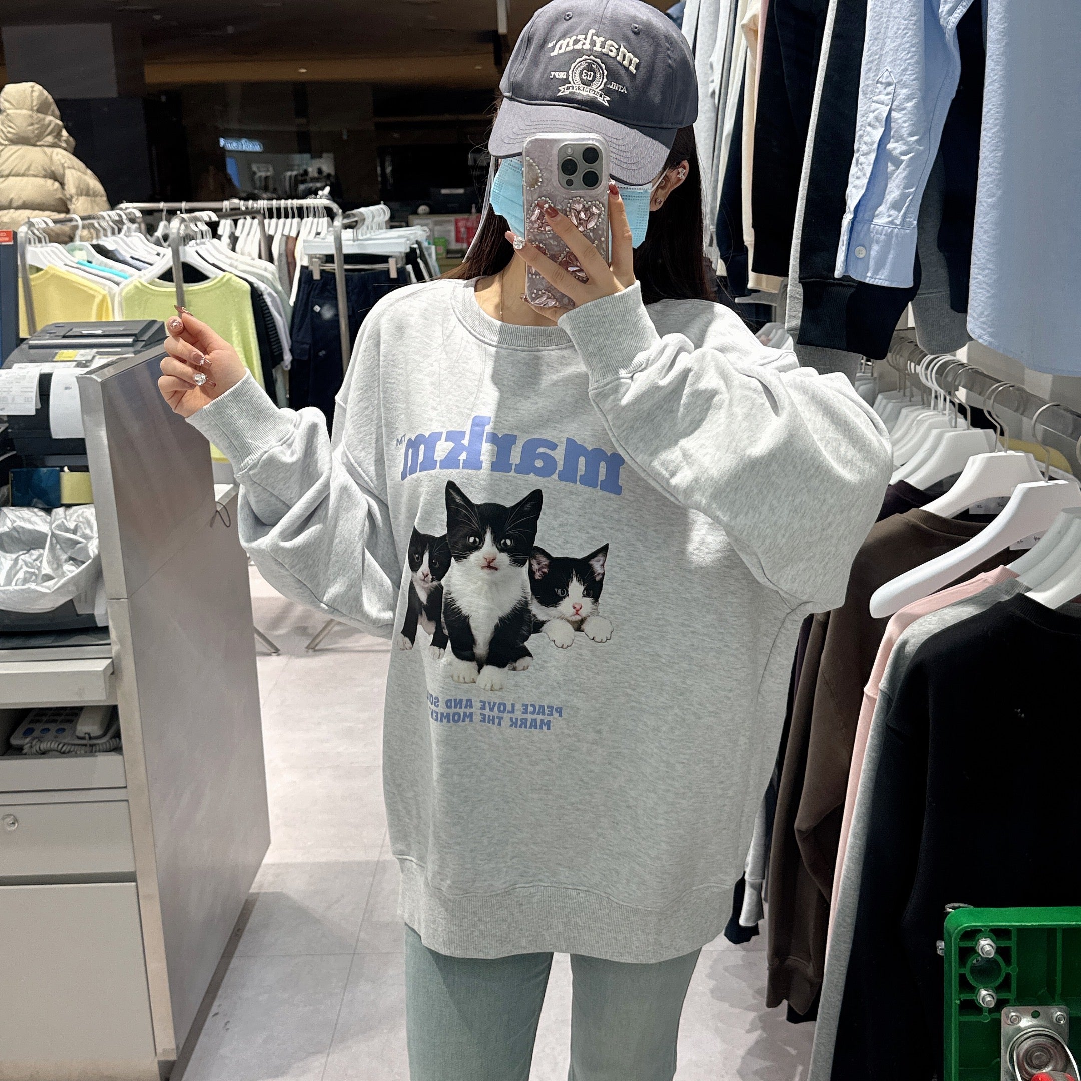 韓國 Markm MARKM KITTEN CREWNECK SWEATSHIRT【MA106】