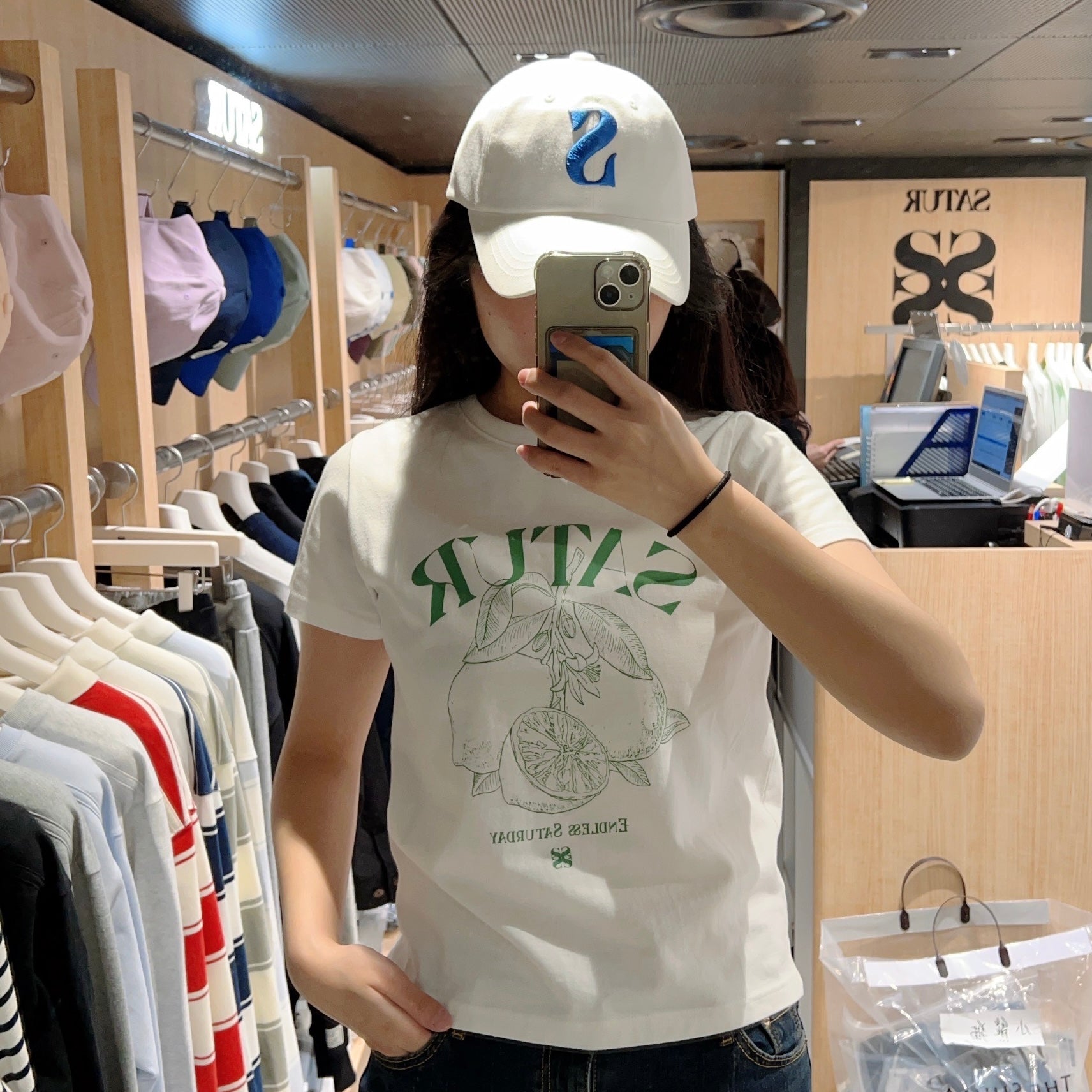 韓國 Satur Capri Citron Drawing Summer Graphic T-Shirt【SR098】