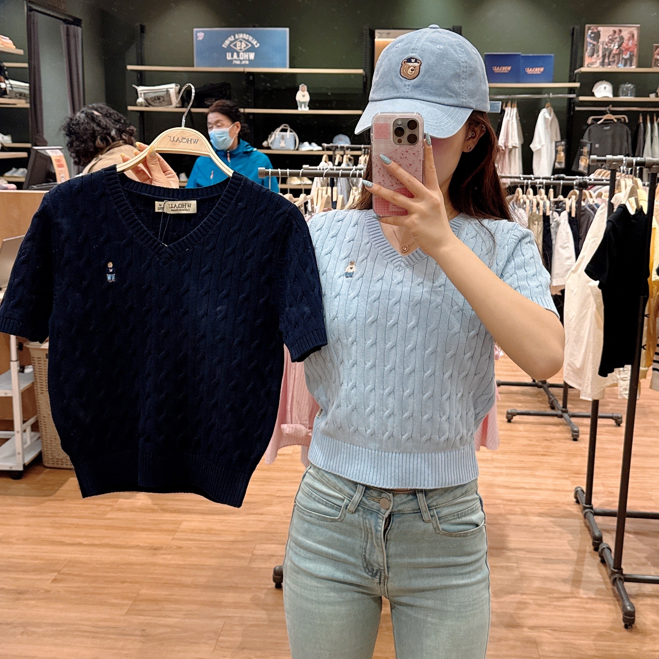【現貨】韓國 WhoAU Steve V-neck Short Sleeve Sweater【WA142】