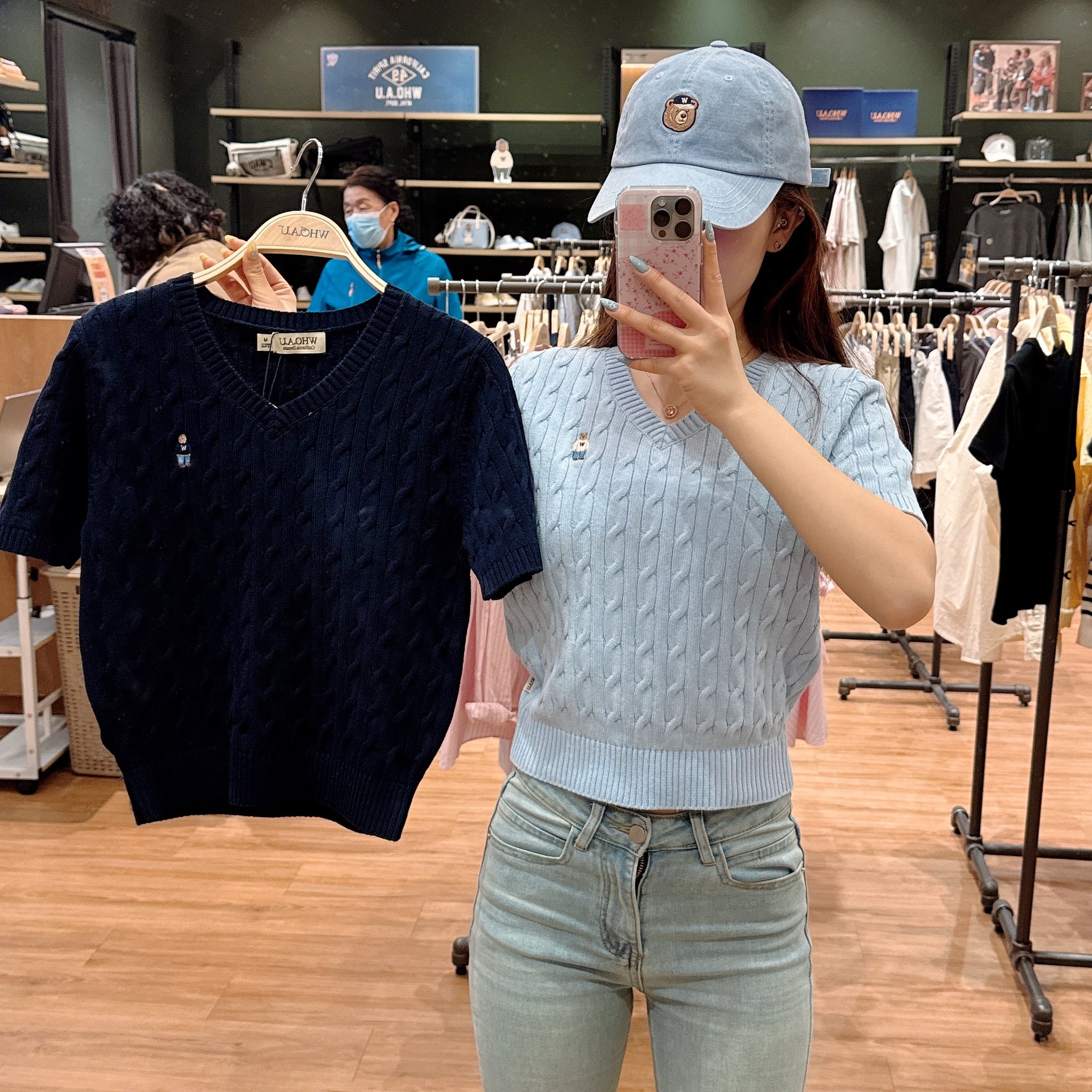 【現貨】韓國 WhoAU Steve V-neck Short Sleeve Sweater【WA142】
