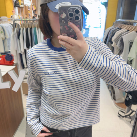 韓國 Wacky Willy Women's Striped Long Sleeve T-Shirt【WW214】