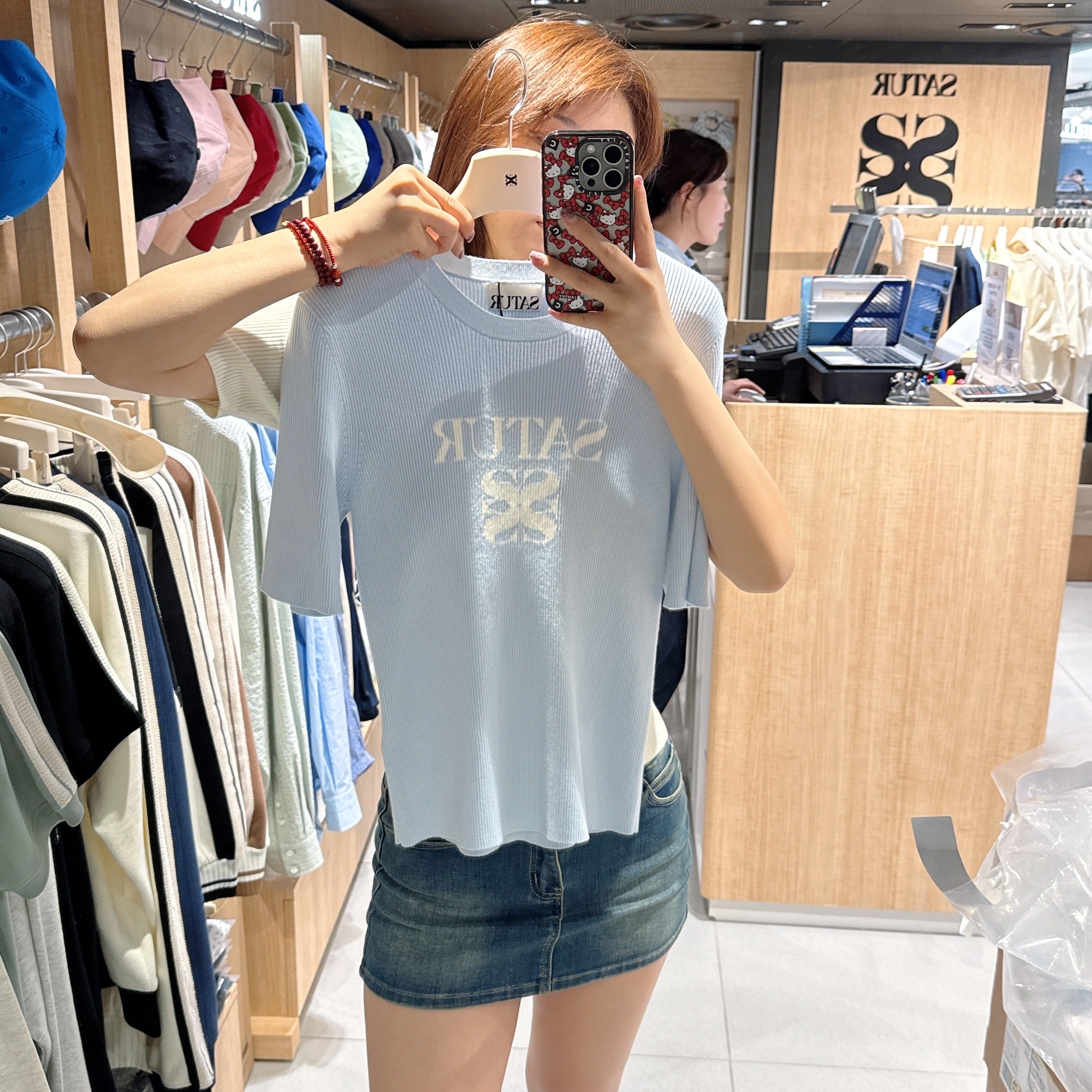 韓國 Satur Knitted short-sleeved T-shirt【SR121】