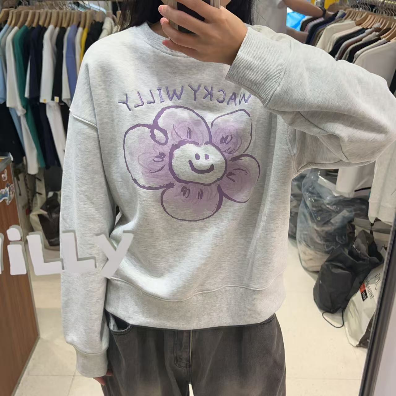 韓國 Wacky Willy Women's Big Lily Graphic Long Sleeve【WW015】