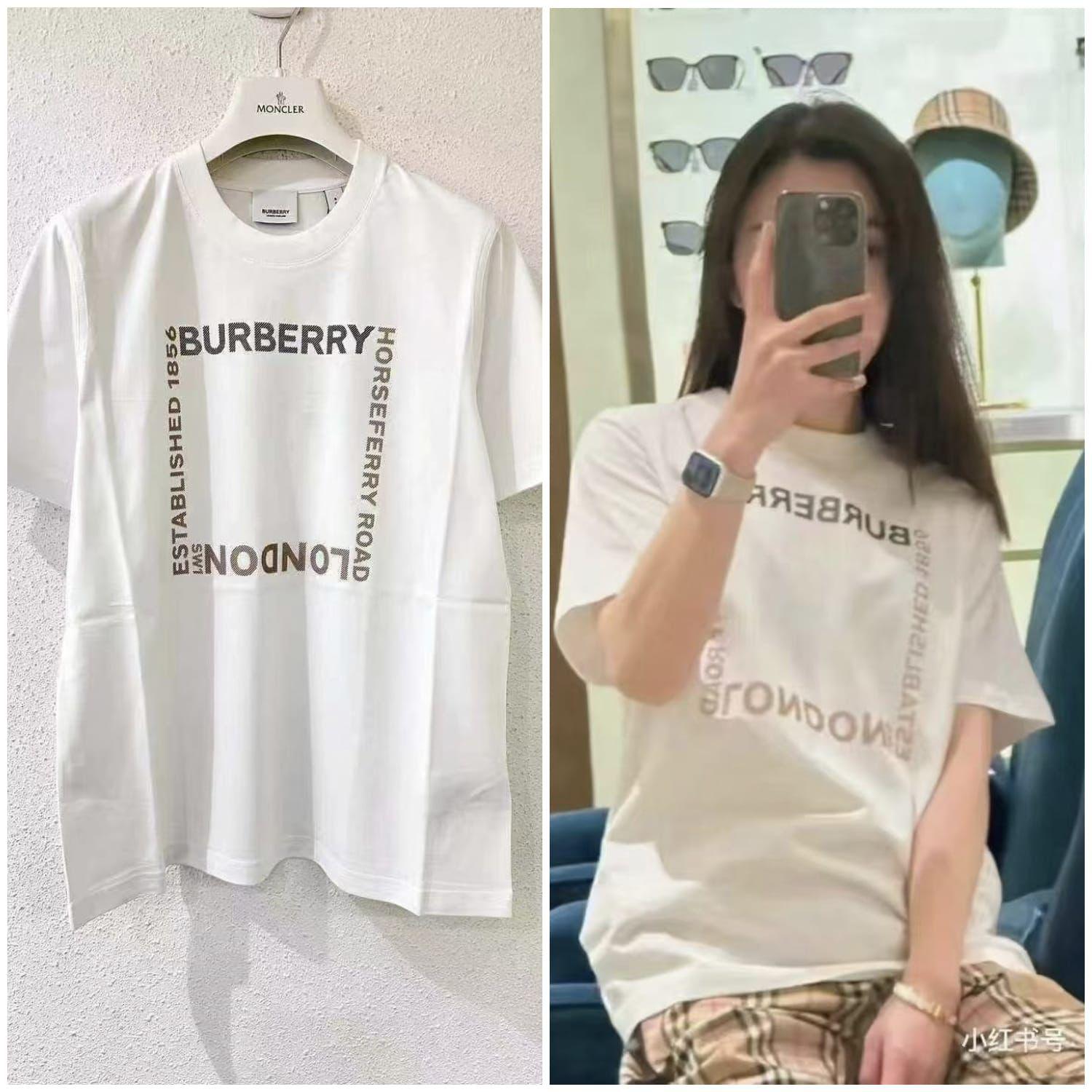 BurberryHorseferry Square Print Cotton T Shirt 【YS108】