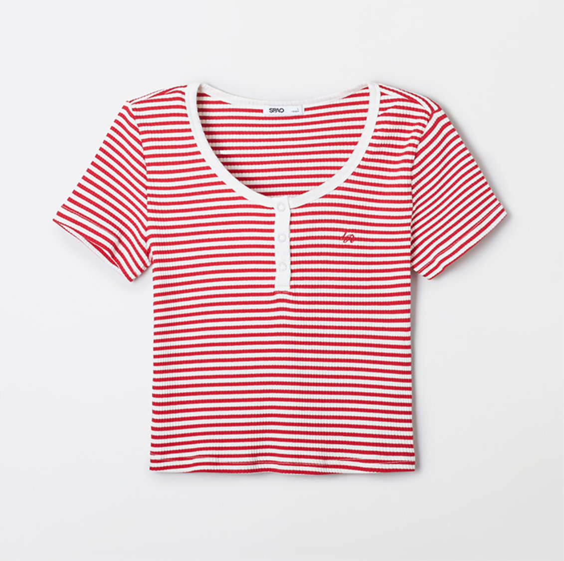 韓國 SPAO Henry Neck Crop Short Sleeve T-Shirt【SP177】