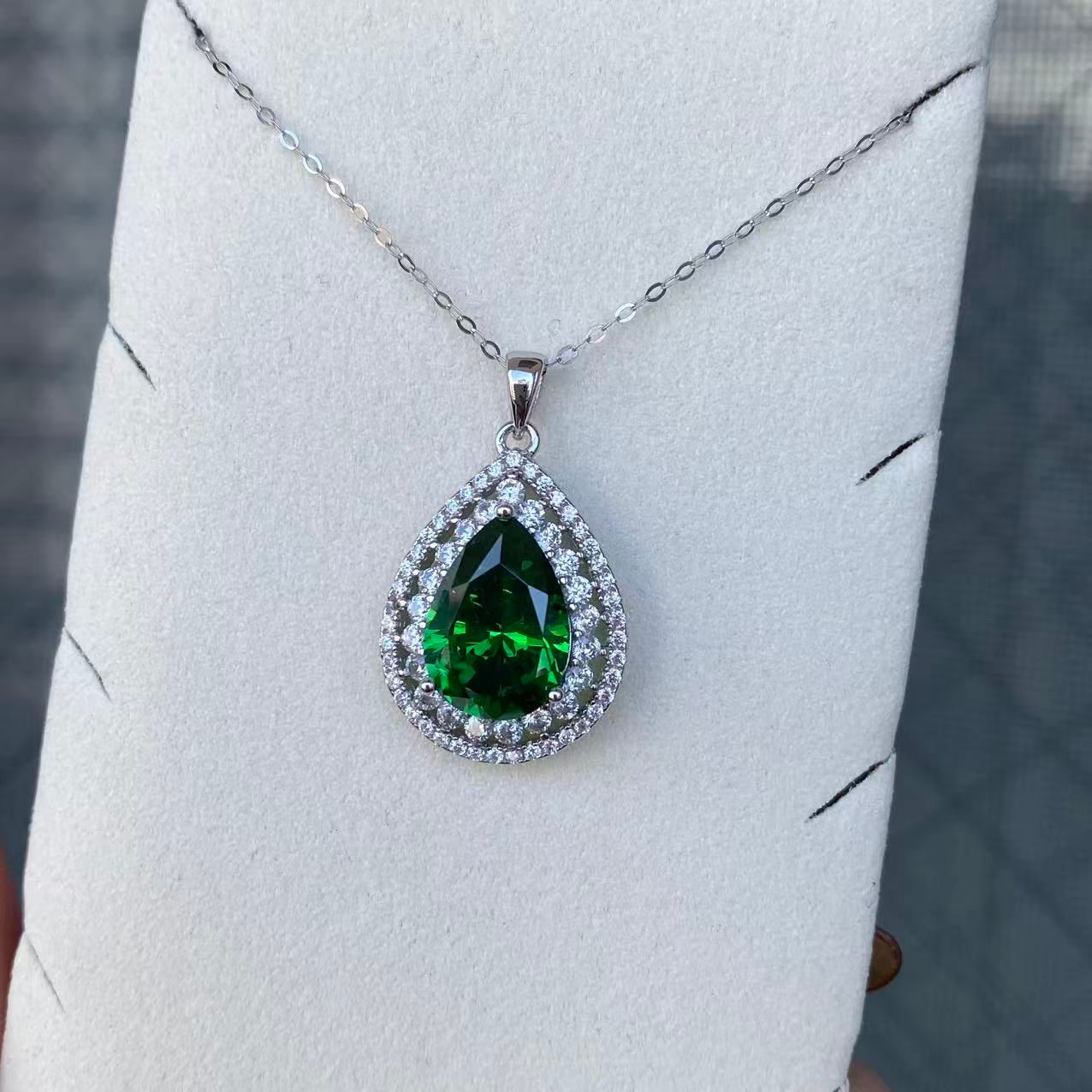 日本直送 綠尖晶銀項鍊【JS377】