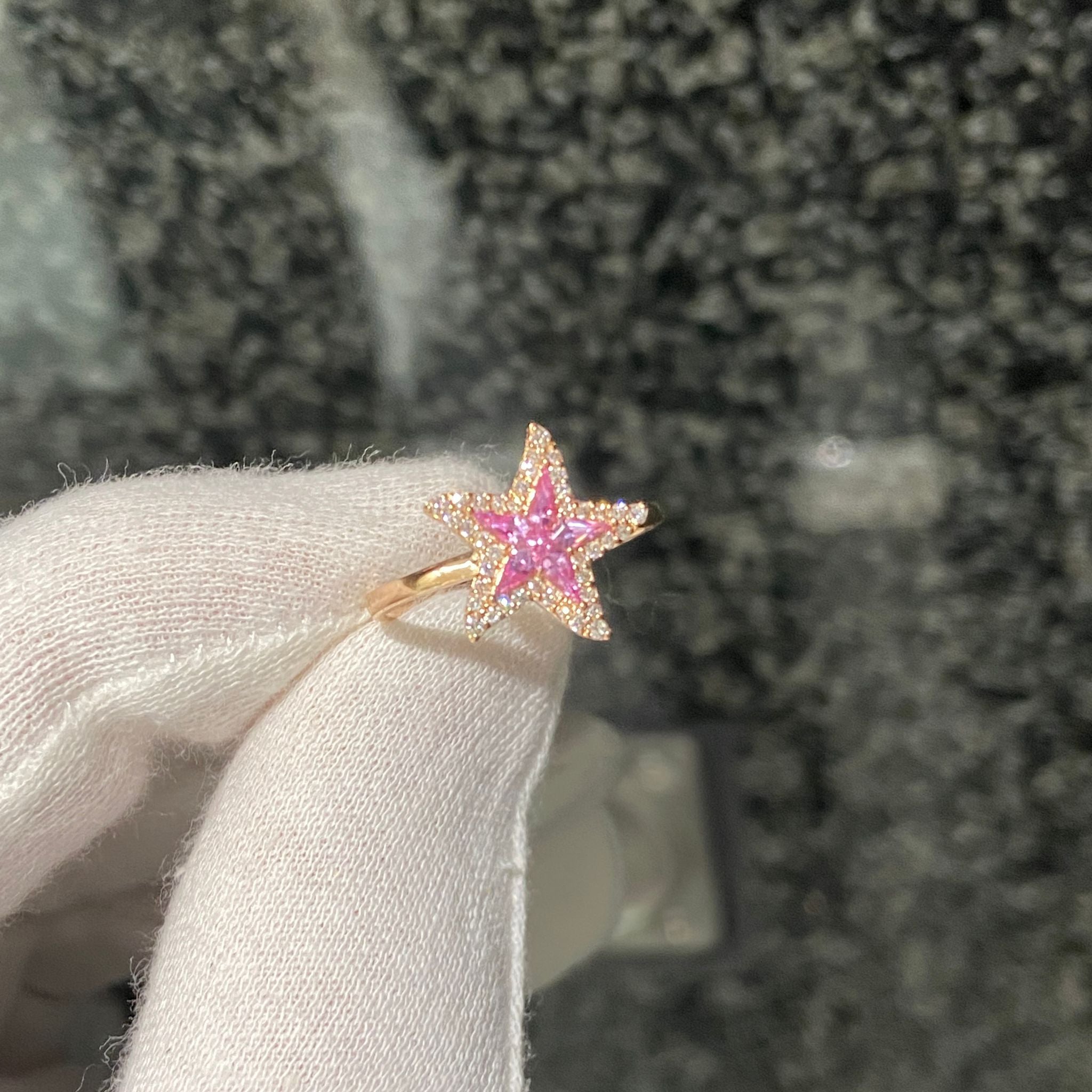 日本直送 粉藍寶海星鑽石戒指【JS379】