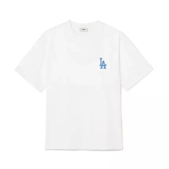 韓國 MLB Denim Like Monogram Big-lux Overfit Short Sleeves LA Dodgers White - STT Mall HK 靚太網購