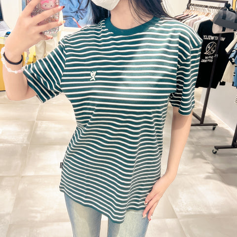 韓國 Wacky Willy Women's Logo Stripe T-Shirt【WW167】