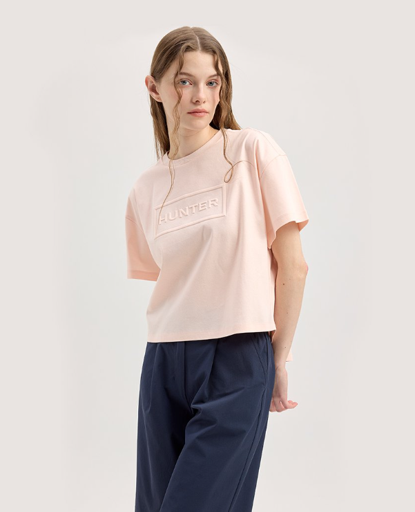 韓國 Hunter WOMEN Clean Cotton Embo Logo T-Shirt【HR004】