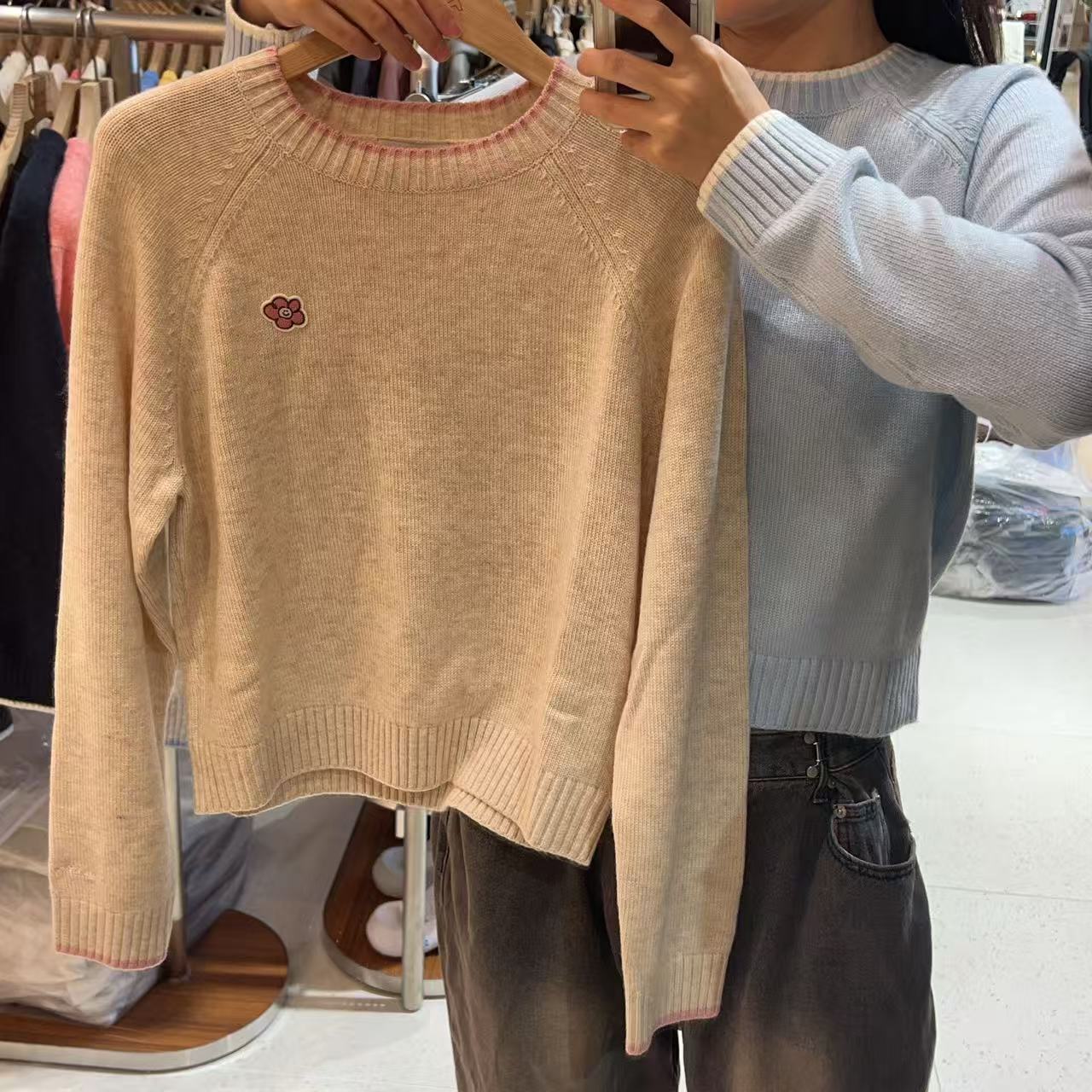 韓國 Wacky Willy Women's Lily Wappen Color Block Pullover【WW034】