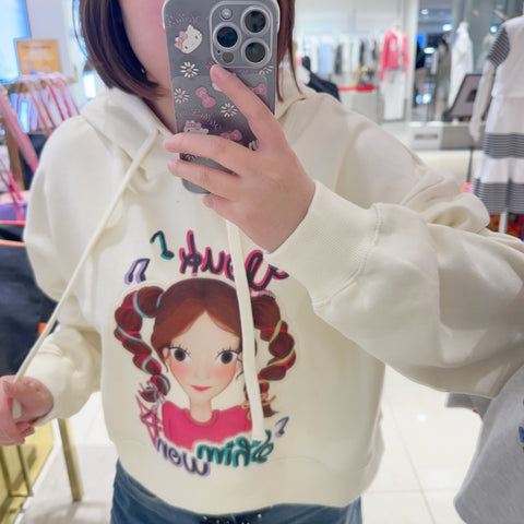 韓國 陸心媛 Graphic Cropped Hoodie【YS062】