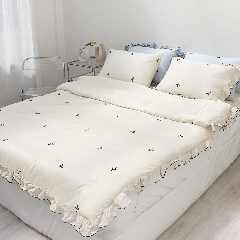 韓國 法式花邊蝴蝶刺繡結莫代爾(有花邊)【SM404】