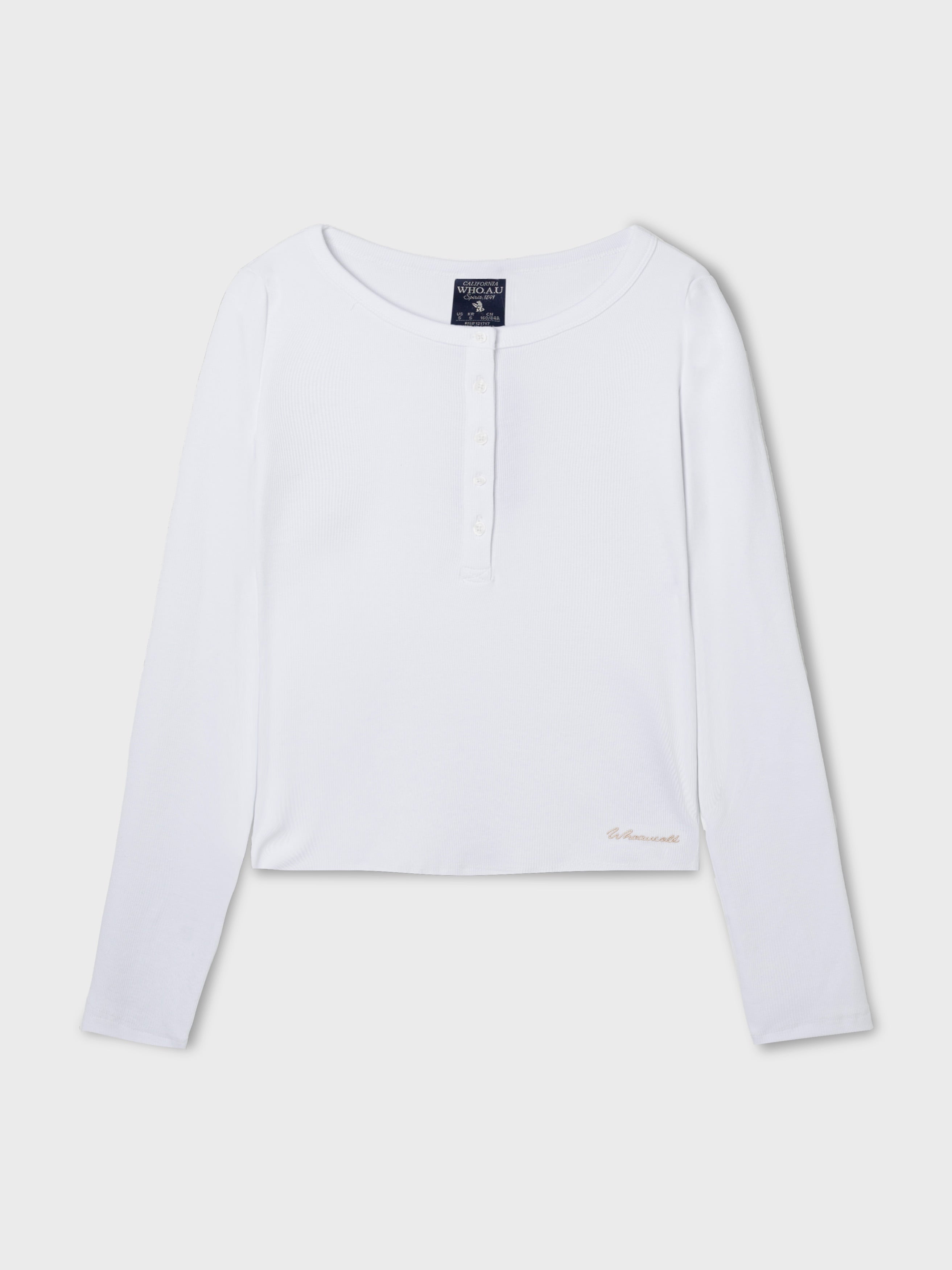 韓國 Who.A.U Ribbed Henry Neck T-shirt【WA220】