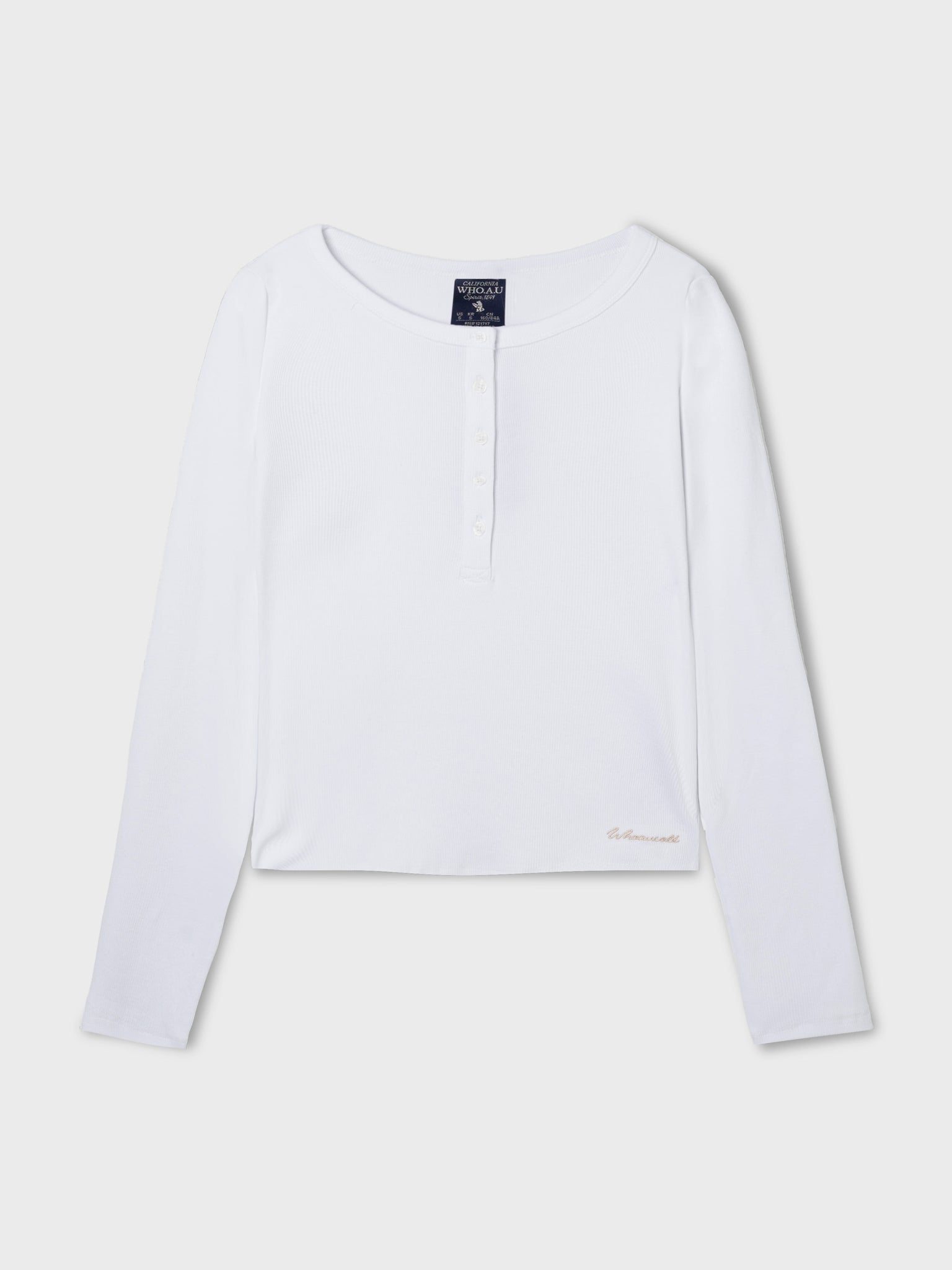 韓國 WhoAU Ribbed Henry Neck T-shirt【WA220】
