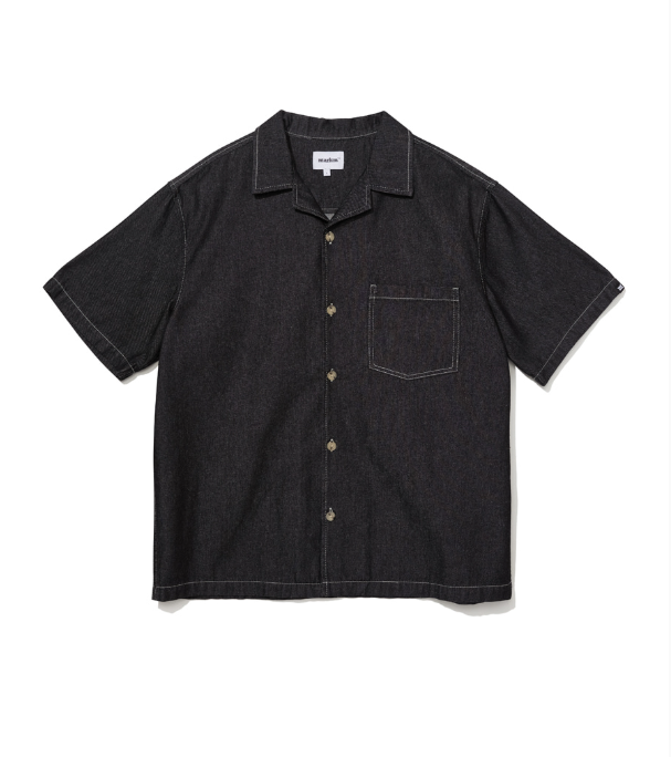 韓國 Markm Washed Denim Open Collar Shirt【MA176】