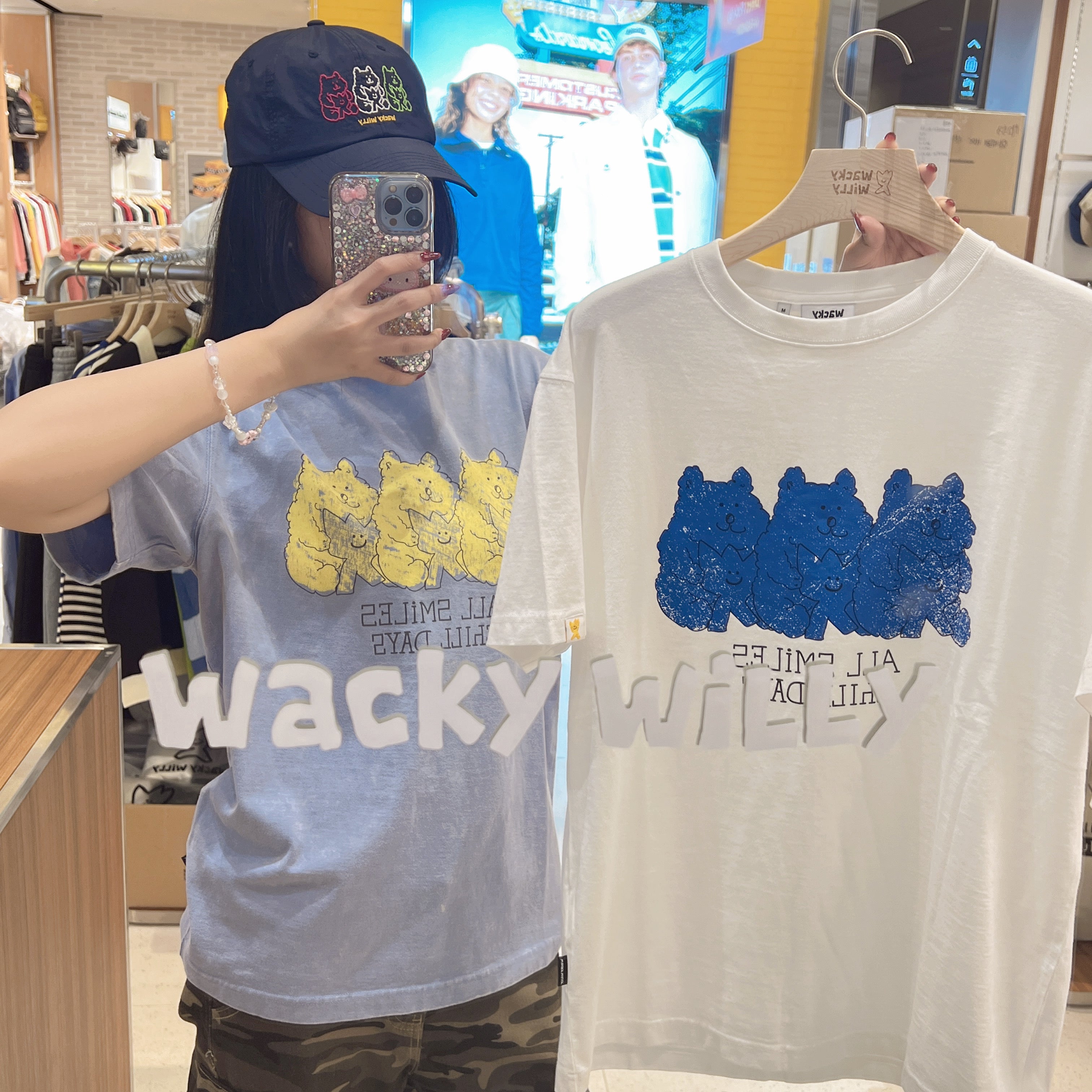 韓國 Wacky Willy Kiki and Bear Print Dyed Short Sleeve T-Shirt【WW232】